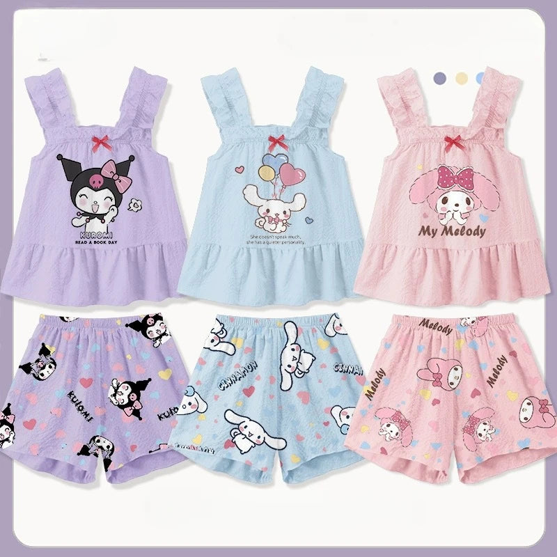 Ensemble Pyjama Enfant Kuromi Cinnamoroll - Set Cartoon Manches Courtes Été