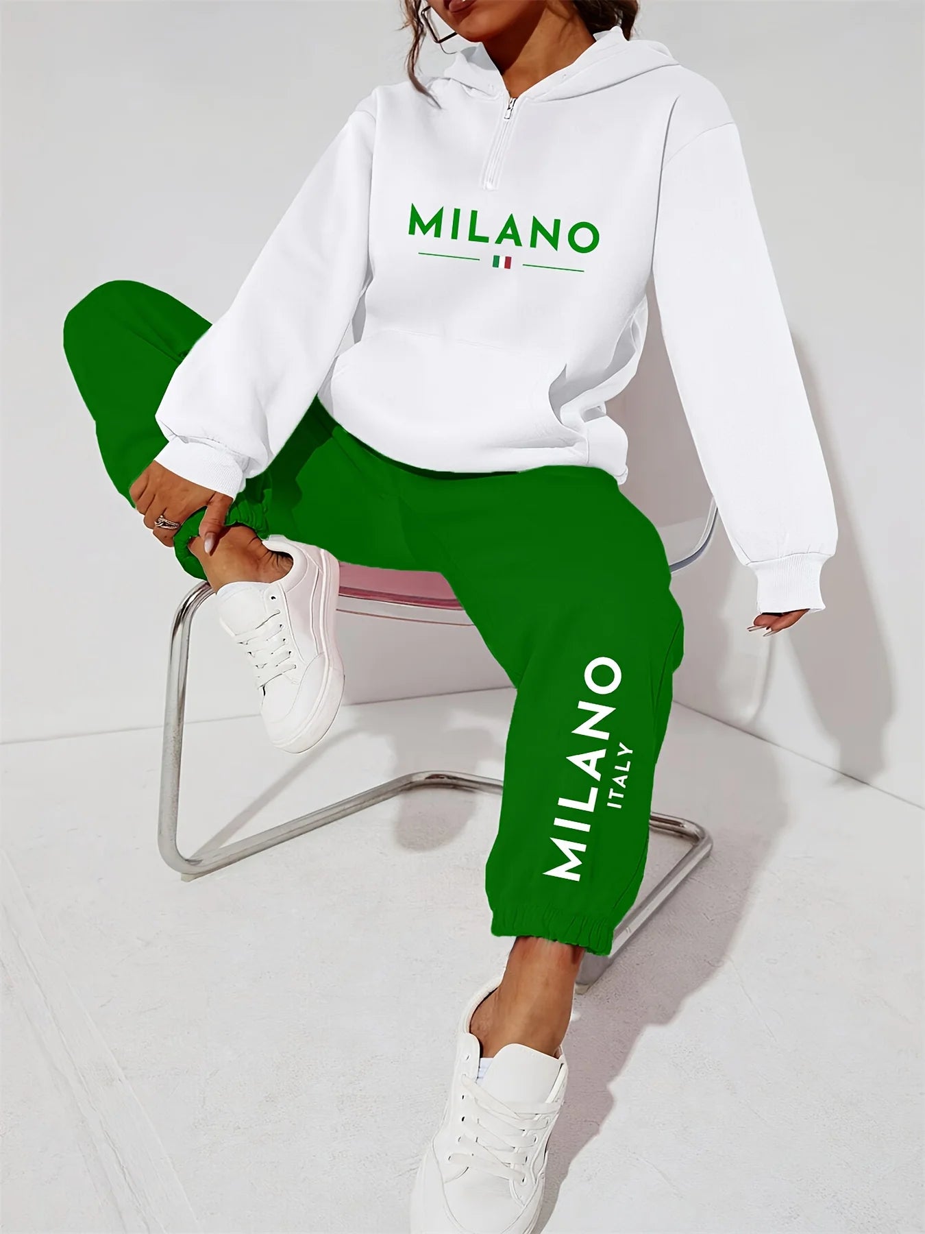 Ensemble Jogging Femme Milano Italia - Sweat à Capuche Peluche + Pantalon Sport, Automne Hiver Chaud Confortable