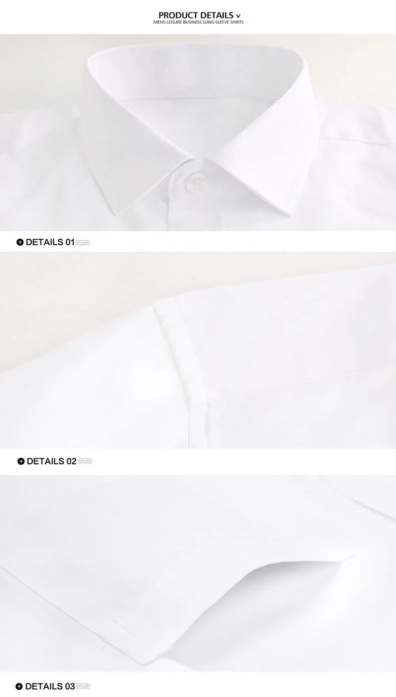 Chemise Homme Classique Business - Couleur Unie Manches Longues Casual