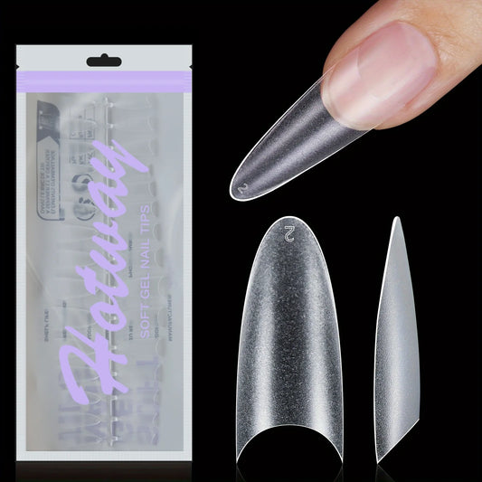 Capsules Ongles Amande 180pcs - Faux Ongles Longs Acrylique Givré Semi-Adhésif 12 Tailles Extension Manucure
