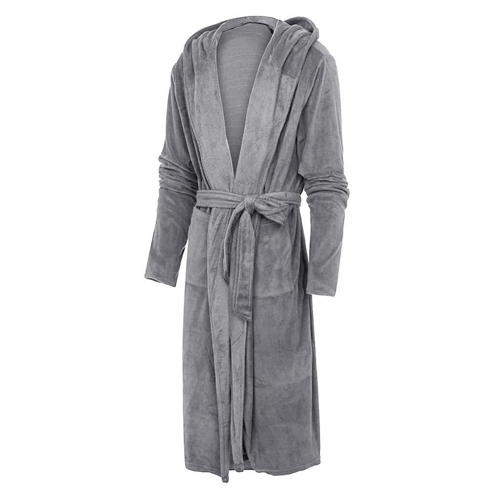 Peignoir Homme Flanelle à Capuche - Robe de Chambre Polaire Hiver