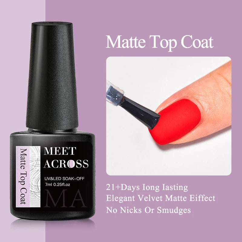 Vernis Gel Base Caoutchouc MEET ACROSS 7ml - Thermochrome Paillettes Gradient UV Manucure Longue Tenue