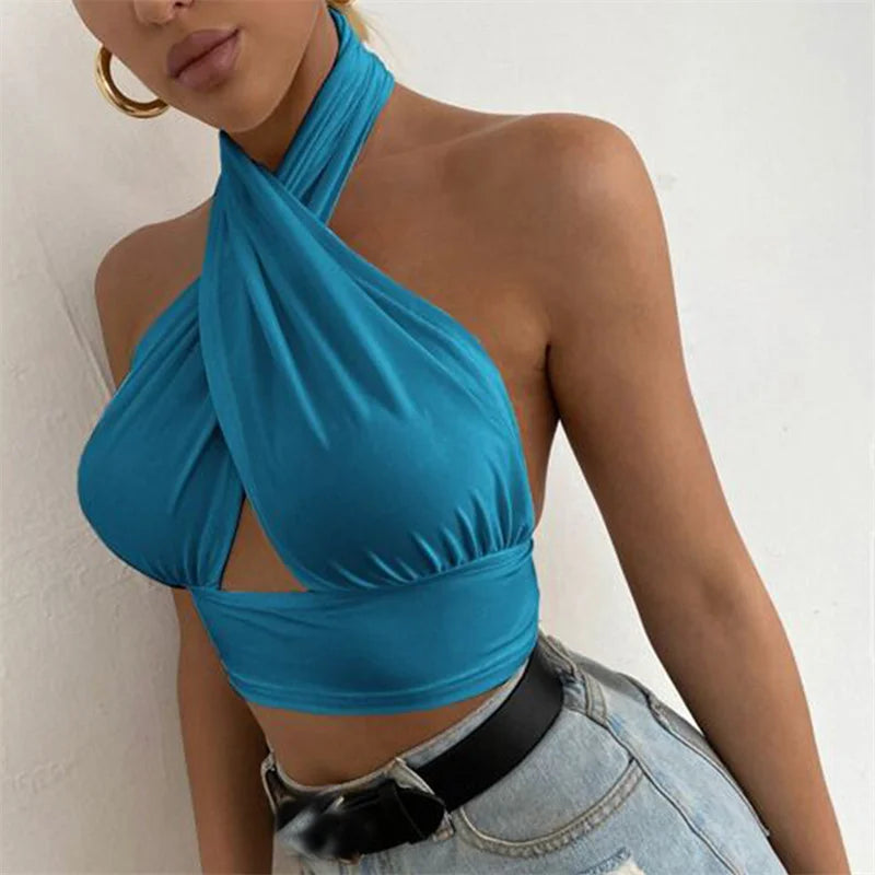 Top Halter Y2K Femme Dos Nu Été
