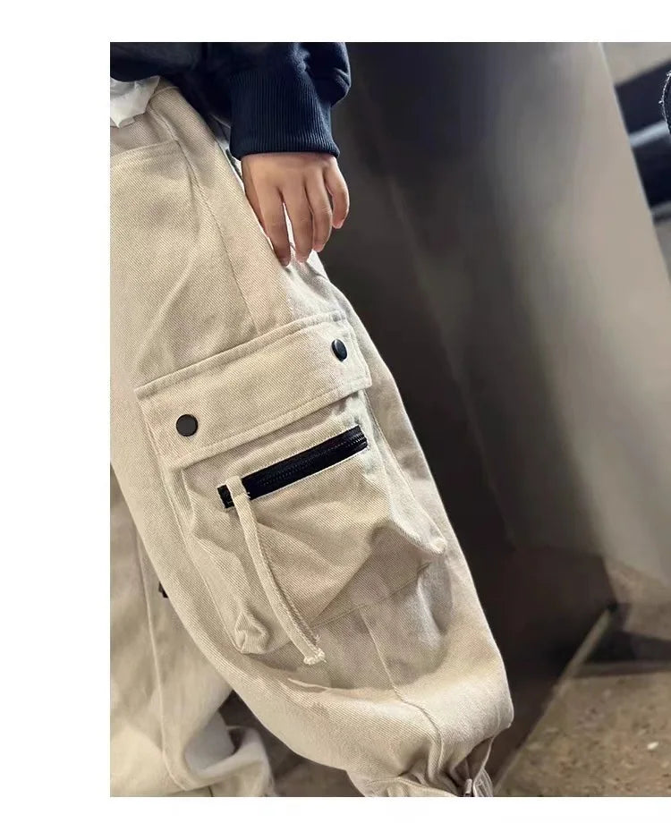 Pantalon cargo garçon streetwear - Style baggy décontracté