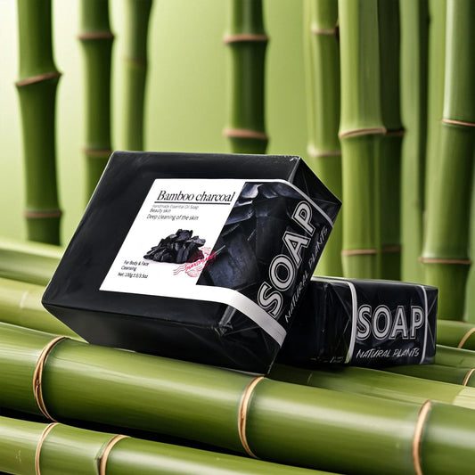 Savon Charbon de Bambou 100g - Naturel Bio Points Noirs Blanchissant Artisanal