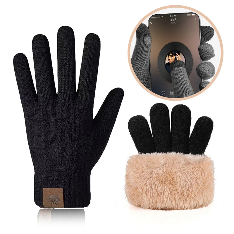 Gants Tactiles Hiver Femme Homme - Doublés Polaire Tricotés Chauds Ski Voyage