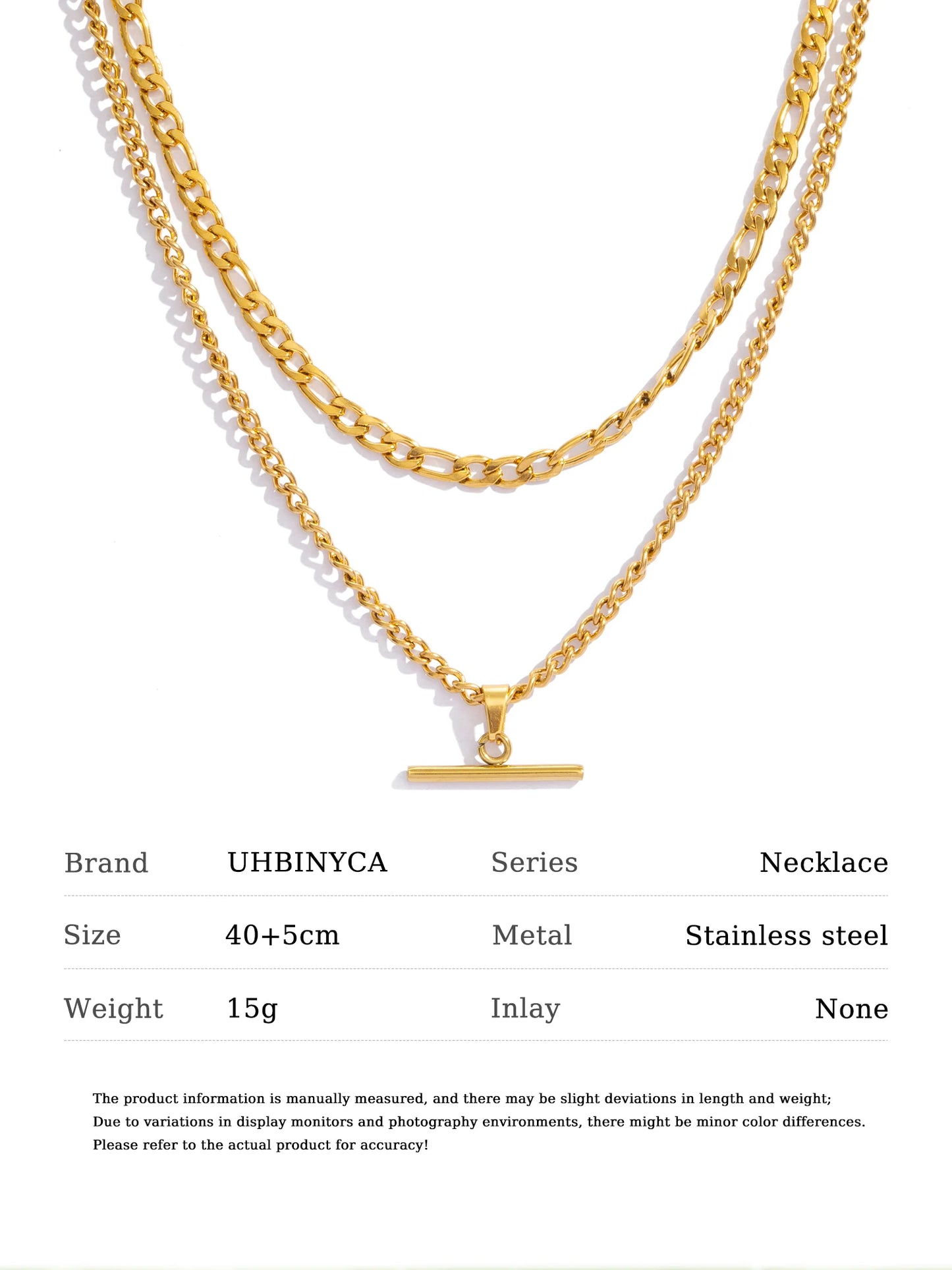 Collier Femme Layered Minimaliste Double Chaîne - Acier Or 18K Hypoallergénique