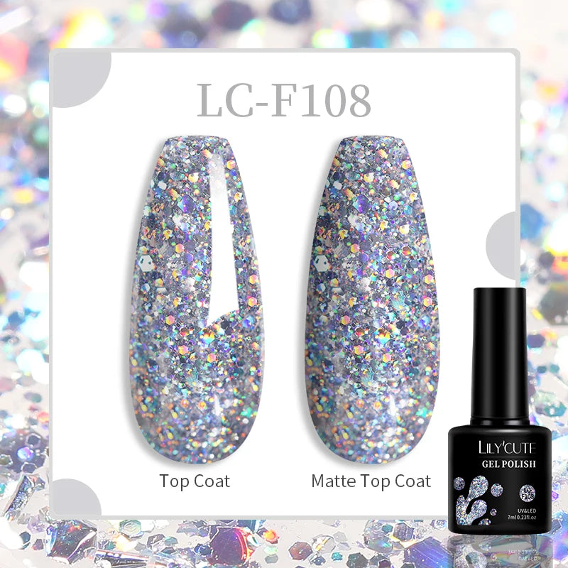 Gel Extension Ongles Paillettes LILYCUTE 15ml - Vernis Semi-Permanent UV Construction Nail Art