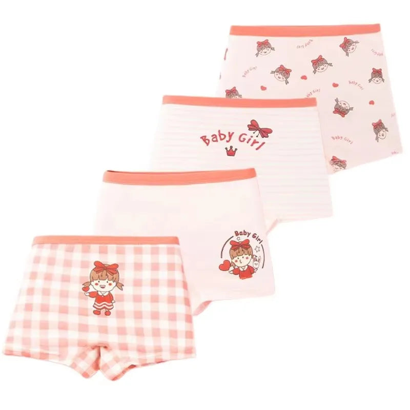 Lot Culottes Filles Motifs Cartoon - Boxers Coton Doux Sous-Vêtements Enfant