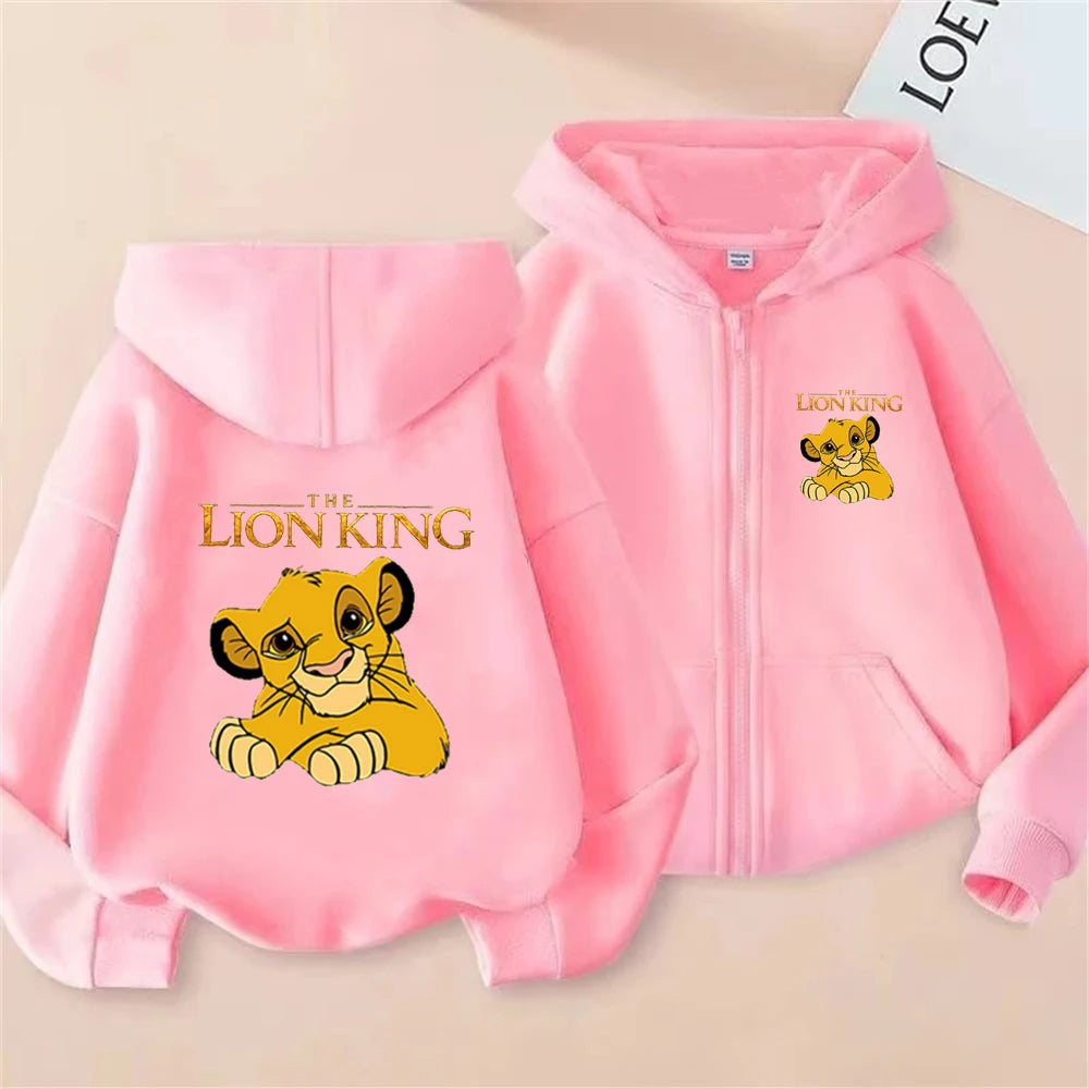 Sweat à Capuche Le Roi Lion Simba Fille - Rose Manches Longues 3-12 Ans