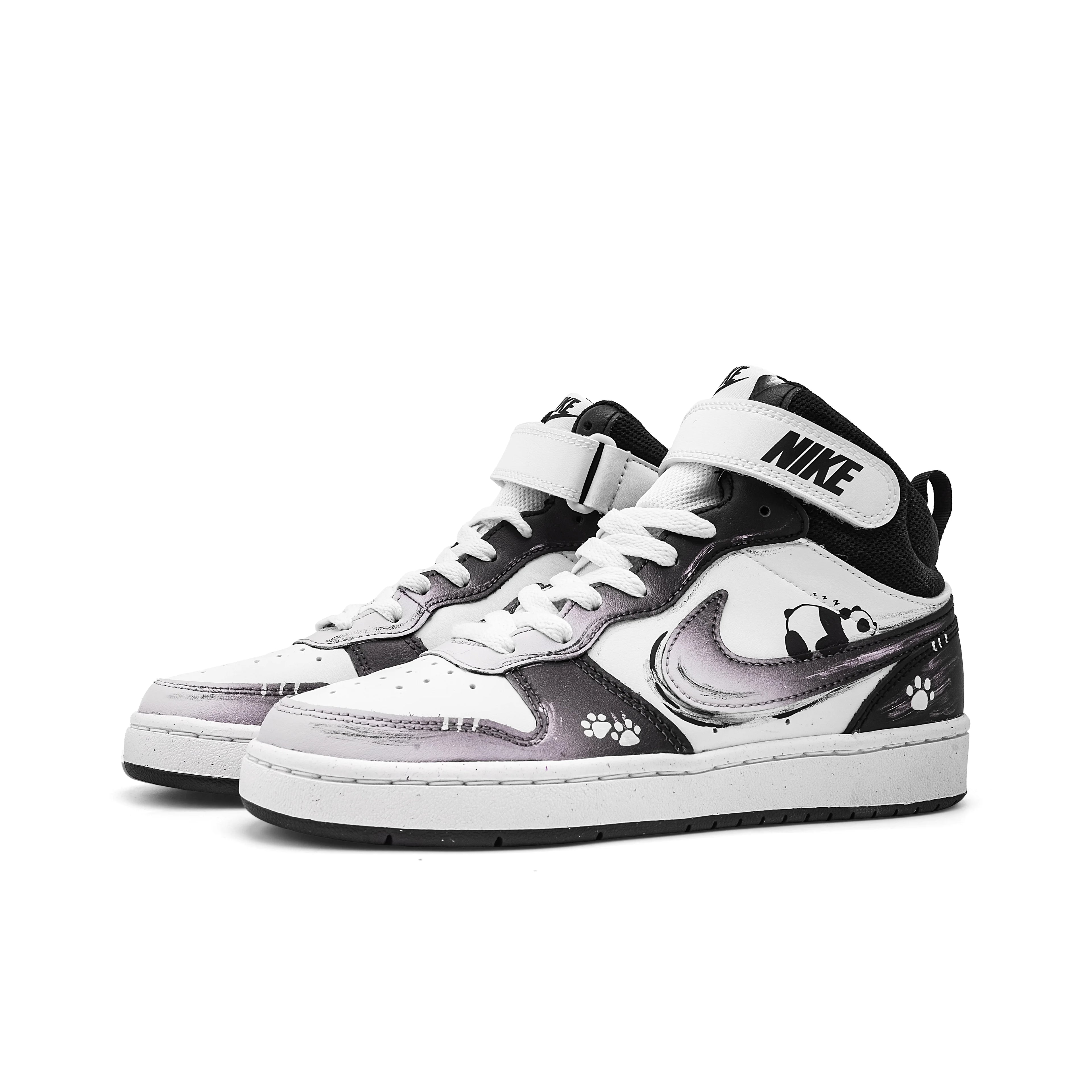 Sneakers Nike Court Borough 2 Bear Meow Unisexe – Cuir Antidérapant Mi-Montante