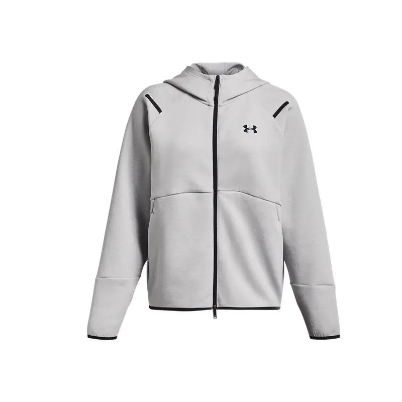 Veste à Capuche Femme Under Armour – Maille Double Couche, Zip Intégral, Gris