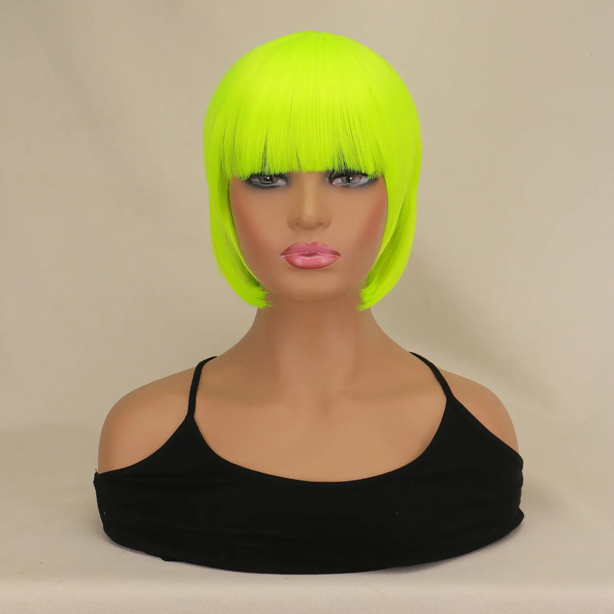 Perruque Bob Courte Synthétique Frange - Femme Noir Blonde Rose Lolita Cosplay Soirée Naturelle