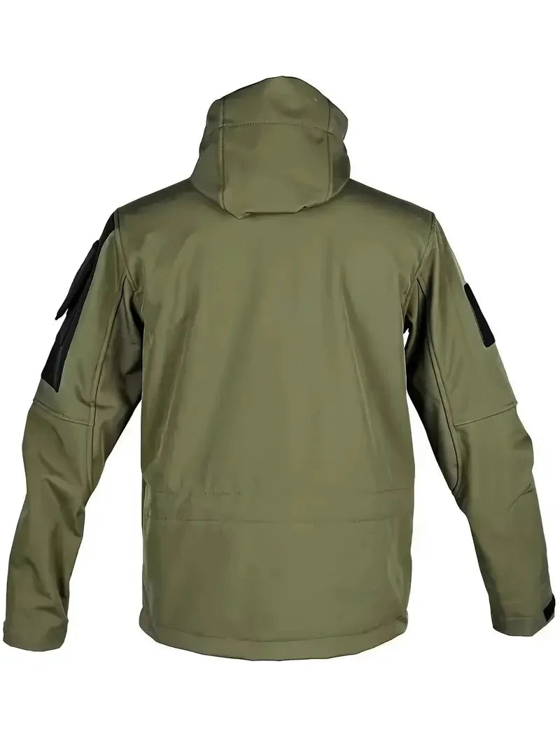 Veste Homme Tactique Automne-Hiver - Softshell Imperméable Coupe-Vent à Capuche Multi-Poches Outdoor
