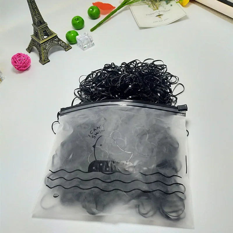Élastiques Cheveux Noirs 1000pcs - Mini Élastiques Haute Élasticité Queue de Cheval Femme Fille