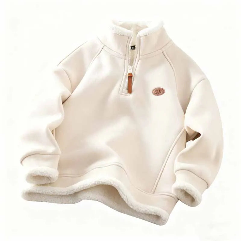 Sweat-shirt Enfant en Laine d'Agneau - Pull Polaire Chaud Épais - Automne Hiver