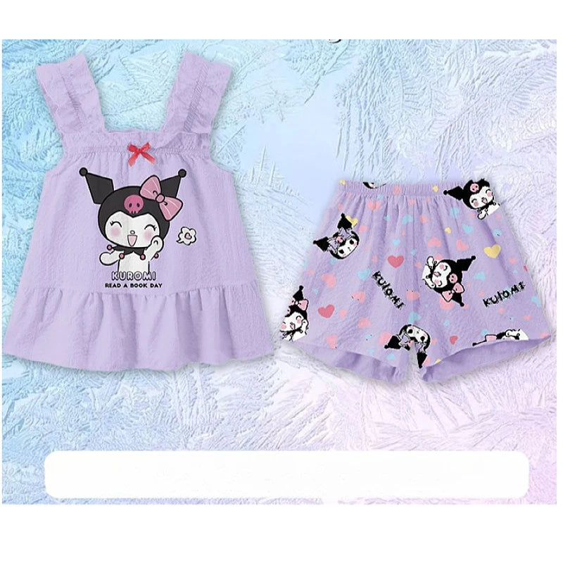 Ensemble Pyjama Enfant Kuromi Cinnamoroll - Set Cartoon Manches Courtes Été