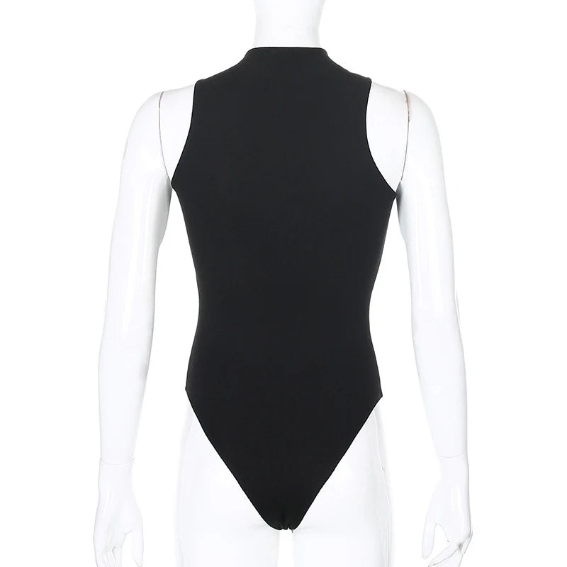 Combinaison Bodysuit Noir Femme - Style Gothique Y2K Streetwear