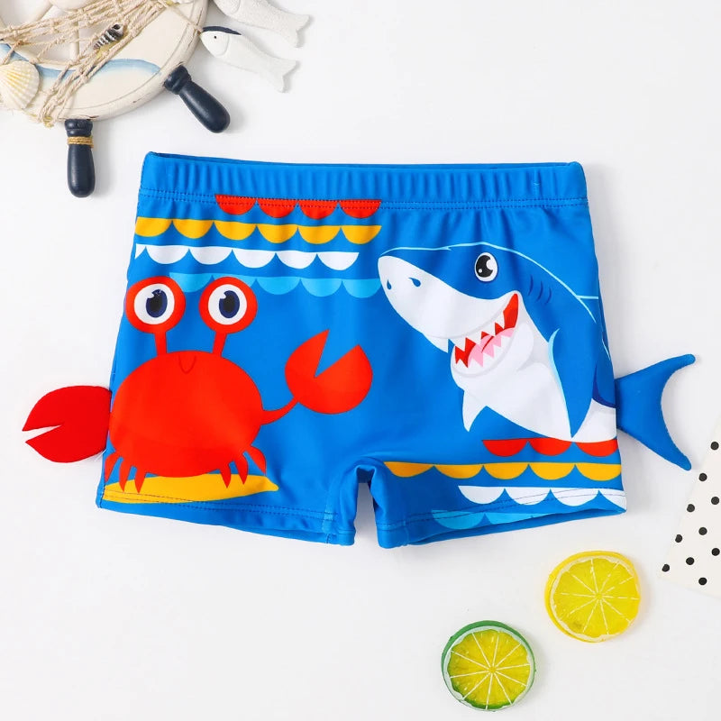 Short de Bain Garçon + Chapeau - Motif Crabe et Requin 2 Pièces