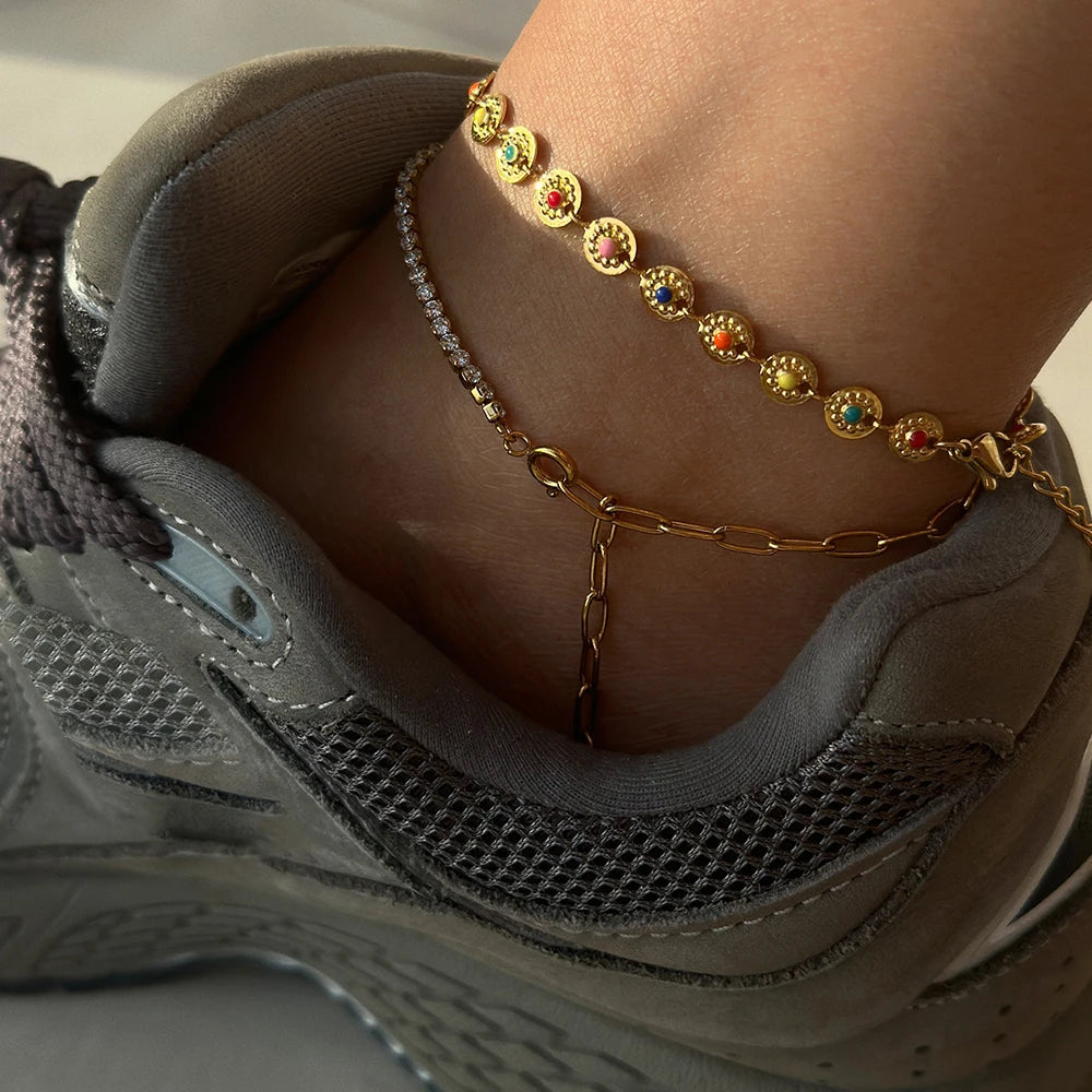 Chaîne Taille Fleur Pompon Or 18K - Belly Chain Acier Inoxydable Sexy Bikini Plage Été