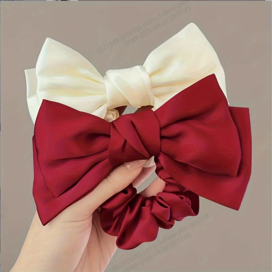 Chouchou Nœud Français Élastique Ruban Papillon - Accessoire Cheveux Luxe Texturé Quotidien Enfant Fille Volant