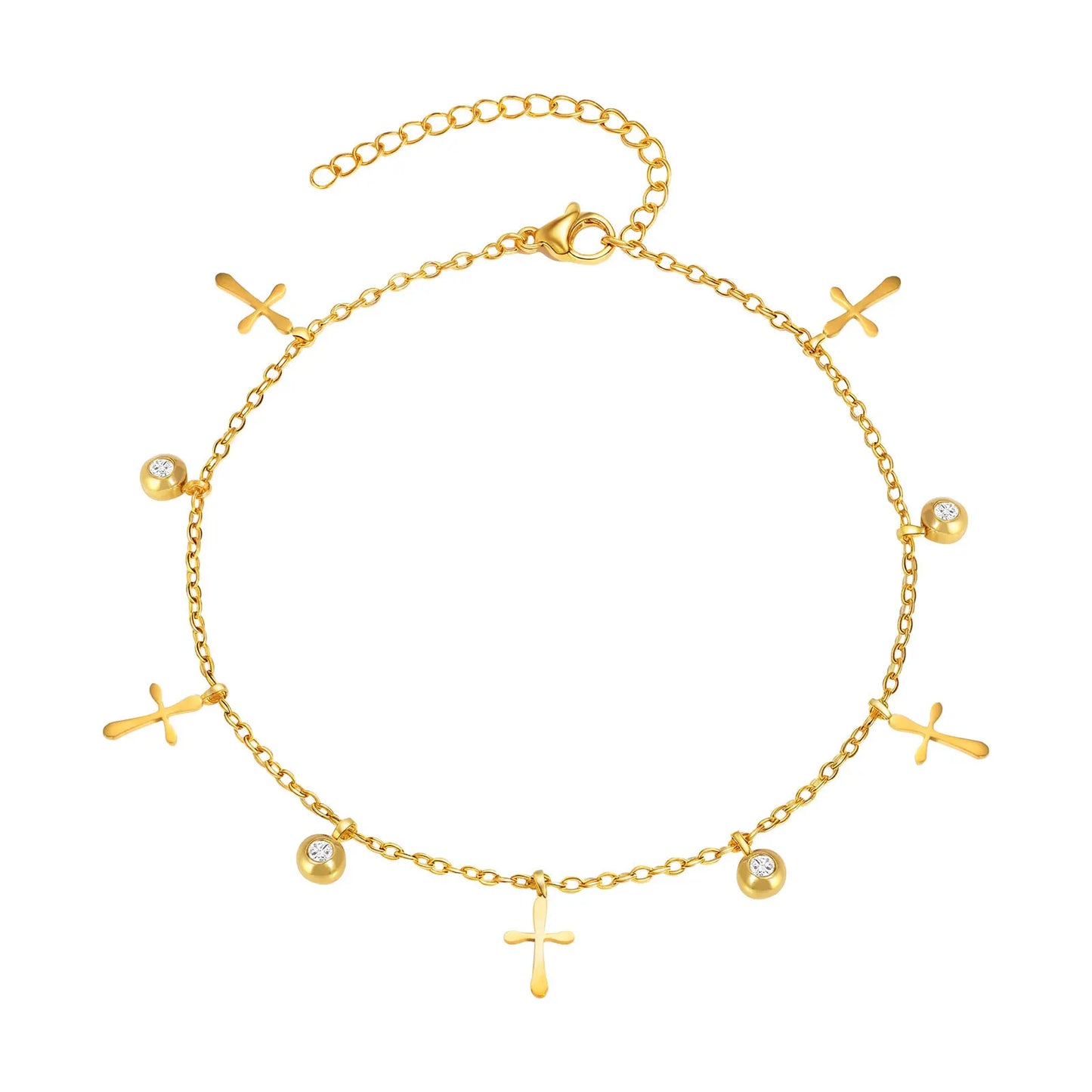 Waterproof Stainless Steel Foot Chain Anklet Women, Crown/ Butterfly /cross/ Star Dangle Anklets Adjustable Link