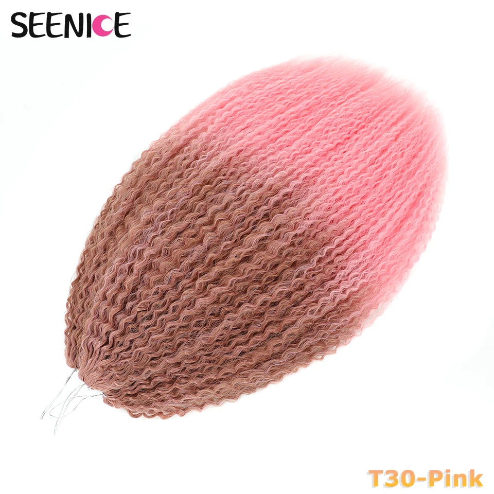Extension Crochet Brazilian Braids Afro Curls - Mèches Tresses Synthétiques Kinky Curly Africaines Ombré Rose pour Femmes
