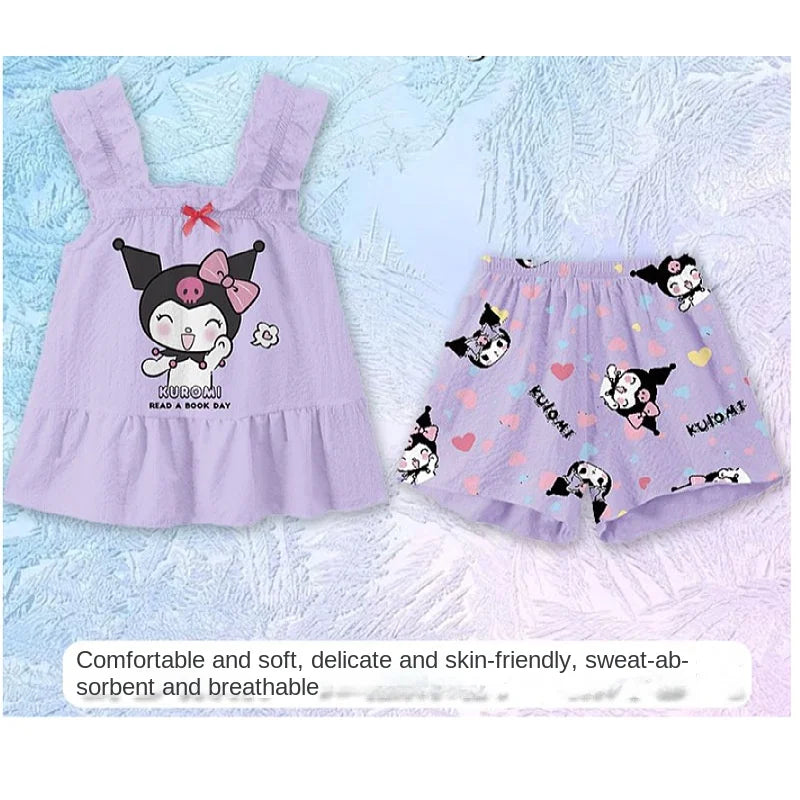 Ensemble Pyjama Enfant Kuromi Cinnamoroll - Set Cartoon Manches Courtes Été