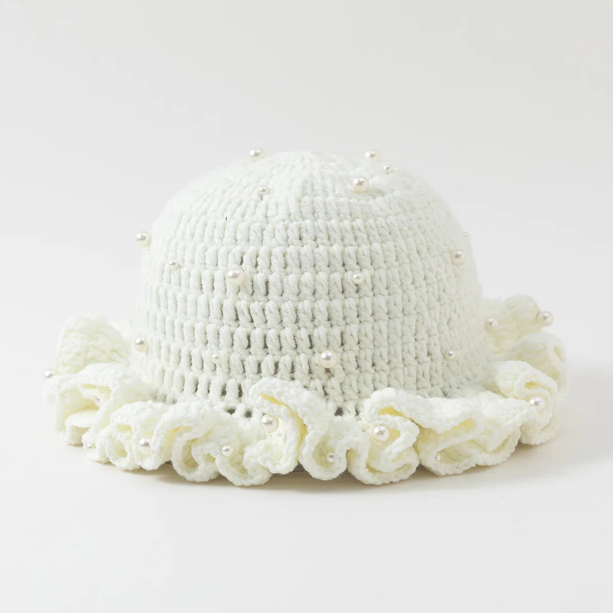 Chapeau Bob Crochet Fait Main Femme - Bonnet Pêcheur à Volants Bordure Plissée pour Automne Hiver