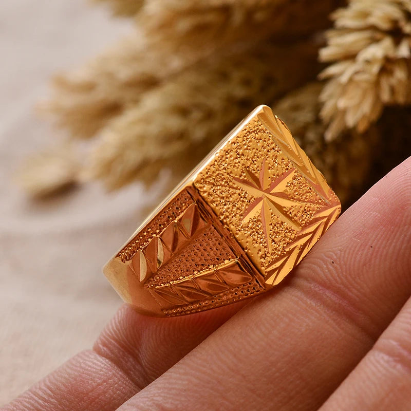 Bague Homme Couleur Or - Style Dubai Moyen-Orient