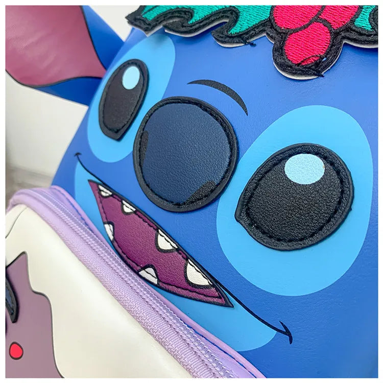 Sac à Dos Enfant Disney Marie & Stitch - Cartable PU Kawaii Fille Casual Outdoor Cadeau Épaules