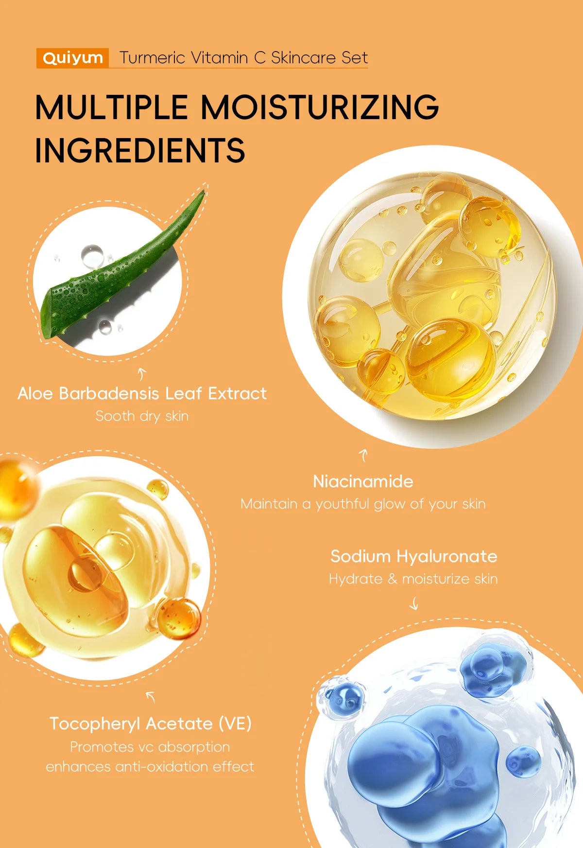 Kit Soin Visage Curcuma LAIKOU 5 Pièces - Nettoyant Tonique Sérum Crème Yeux Hydratant Anti-Âge