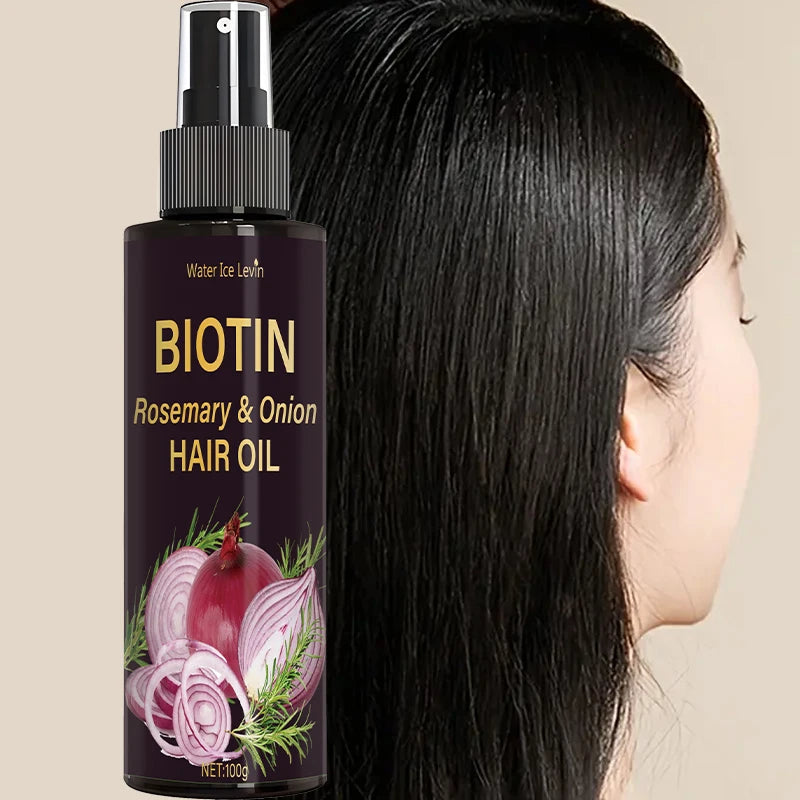 Spray Huile de Romarin 3-en-1 : Soin Cuir Chevelu et Cheveux, Formule à l'Oignon, Hydratant Brillance