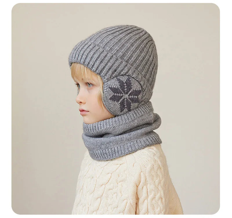 Ensemble 2 Bonnets Tricotés Enfant Doublure Polaire - Chapeau Écharpe Hiver 4-10 Ans