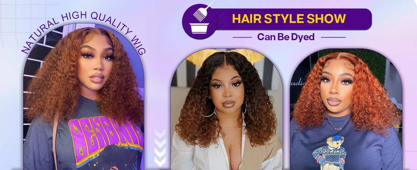 Perruque Bob Courte Cheveux Humains 10 Pouces - Lace Front 5x5 Sans Colle Deep Wave