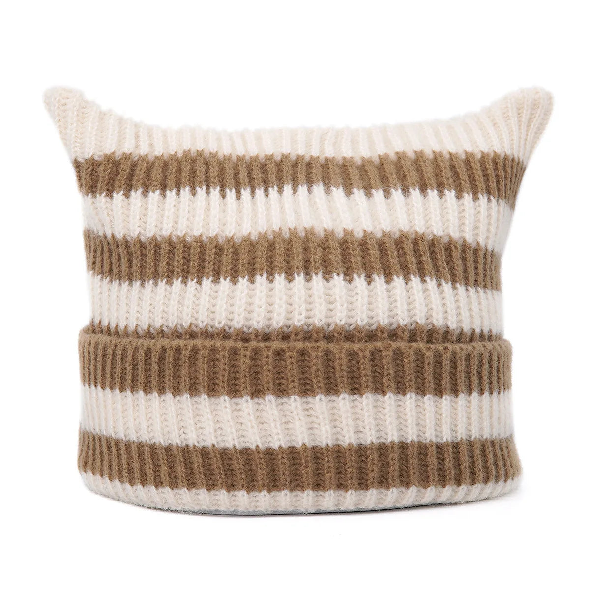 Bonnet Oreilles Chat Étoiles Rayures YK2 - Bonnet Hiver Femme Fille Petit Diable Tricoté Party