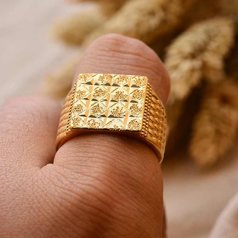 Bague Homme Couleur Or - Style Dubai Moyen-Orient