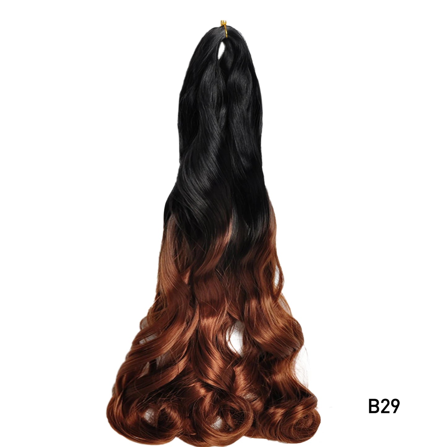 Extension Tresses French Curls Pré-Étirées - Mèches Synthétiques Loose Wave Spiral Curl Haute Température Ombré