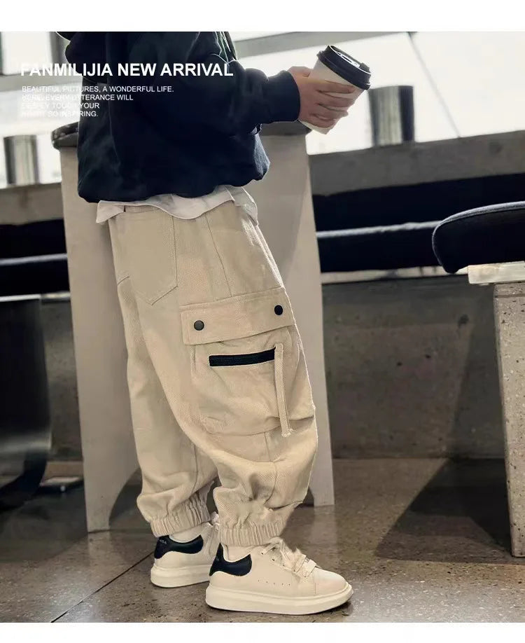Pantalon cargo garçon streetwear - Style baggy décontracté