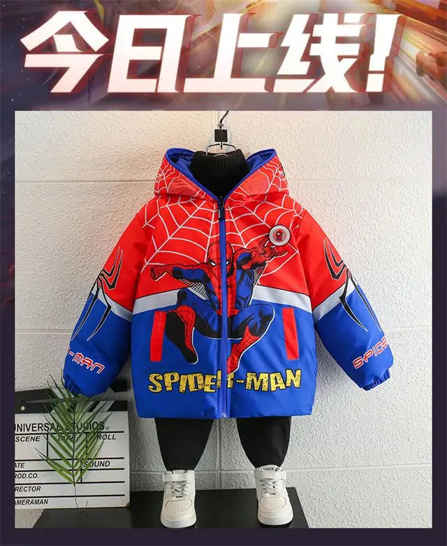 Veste Spiderman Garçon Doublée Polaire - Manteau Chaud Capuche Hiver