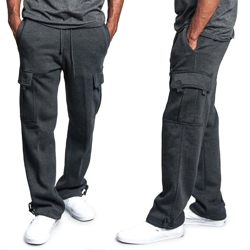 Jogger Homme Streetwear Multi-Poches - Coupe Droite Oversized Noir