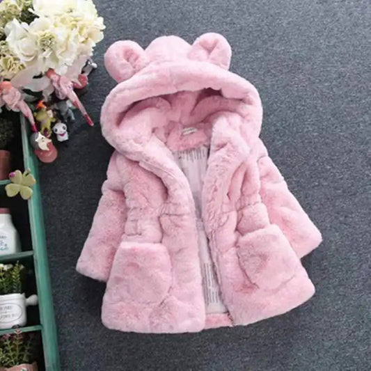 Parka Fille Hiver Fausse Fourrure - Capuche Chaude Snowsuit Tout-Petit