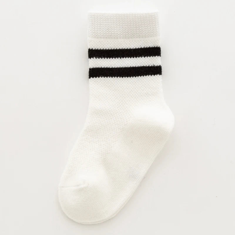 Lot Chaussettes Blanches Enfant - Socquettes Coton Mesh Respirantes Mi-Mollet Été Sport