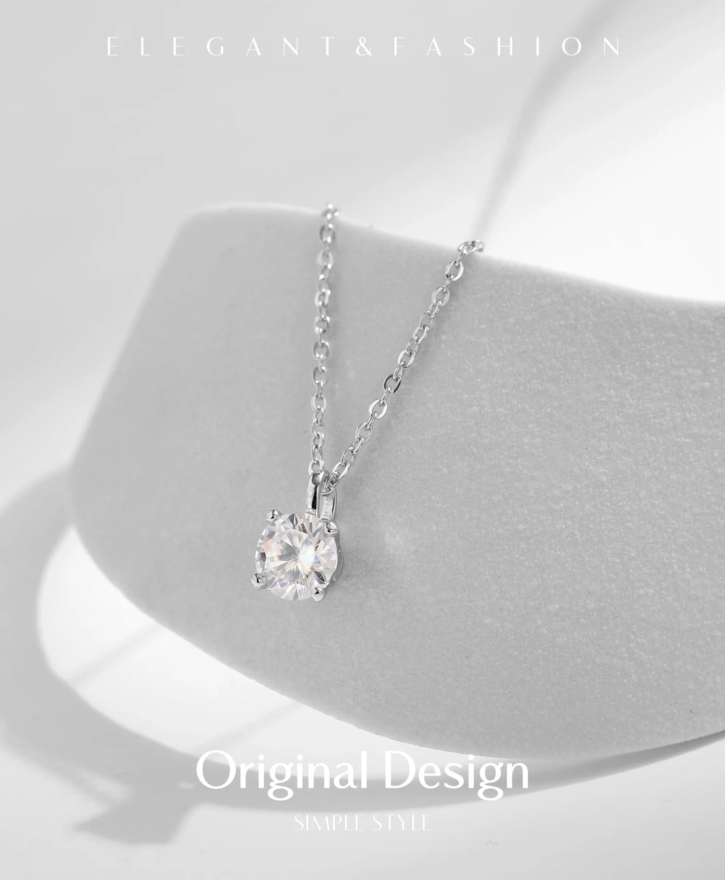 Collier Moissanite 1CT Femme - Pendentif Diamant Lab Argent 925 Mariage