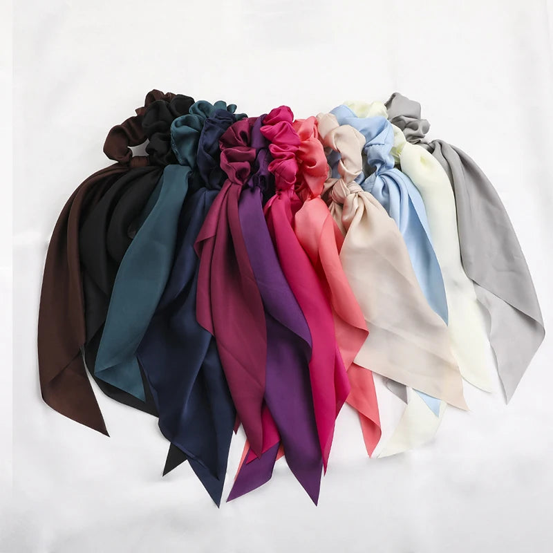 Chouchous Long Ruban Mousseline Imprimé Mode - Foulard Queue Cheval Élastique Cheveux Femme Fille Accessoires