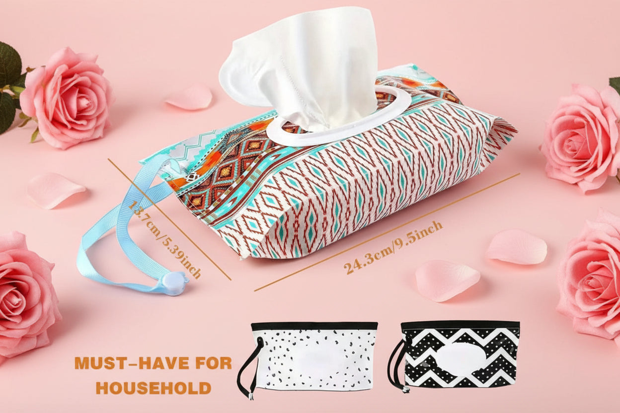 Étui Lingettes Bébé Voyage - Porte-Mouchoirs Sac Rangement Lingettes Humides Réutilisable Pochette Masques Mouchoirs