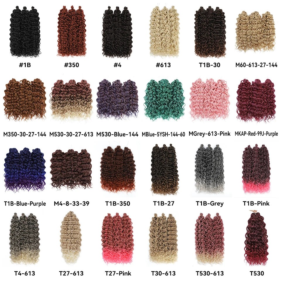 Extension Tresses Hawaii Curly Ocean Wave - Mèches Crochet Synthétiques Afro Bouclées Ombré Rose Water Wave