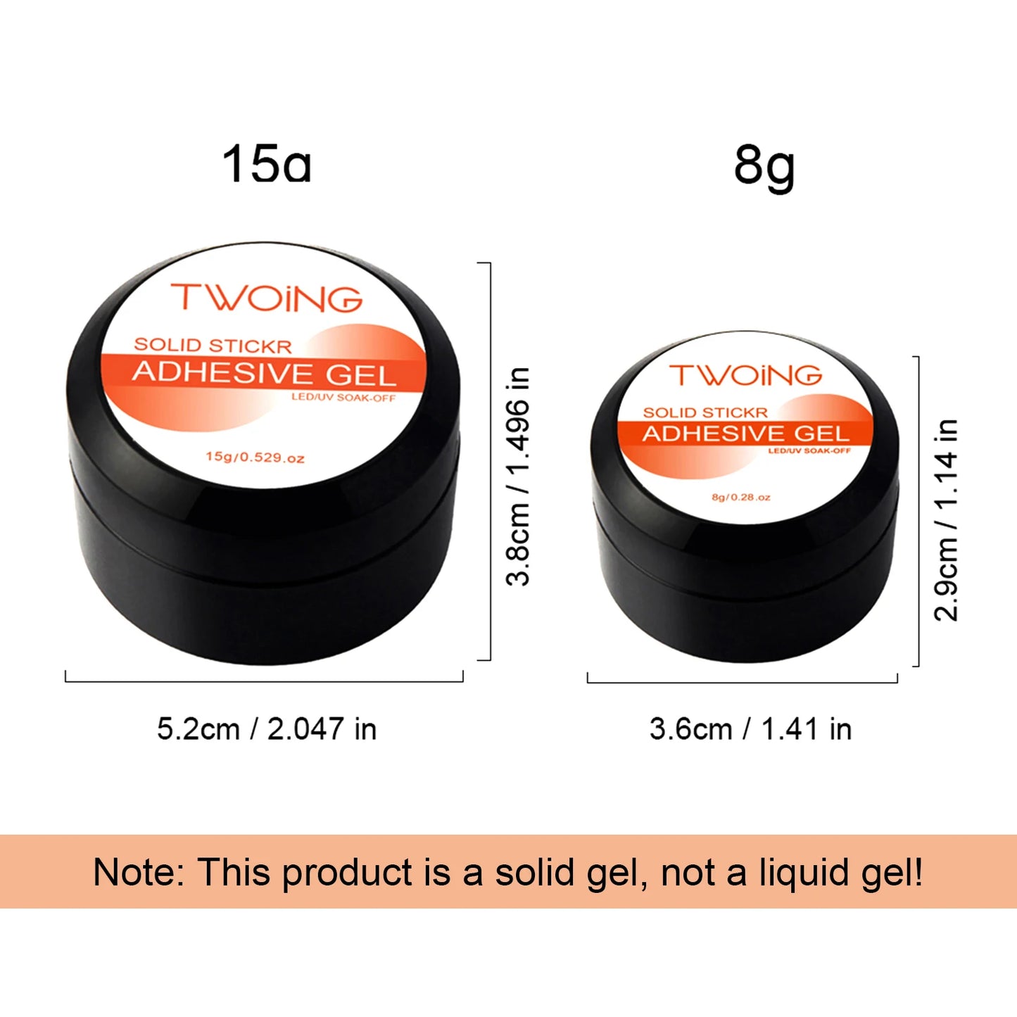 Gel Colle Ongles Solide 8g - Press On Nails Faux Ongles Acrylique Adhésion Forte Longue Durée UV LED