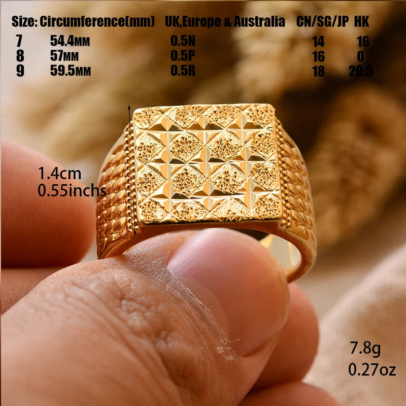 Bague Homme Couleur Or - Style Dubai Moyen-Orient