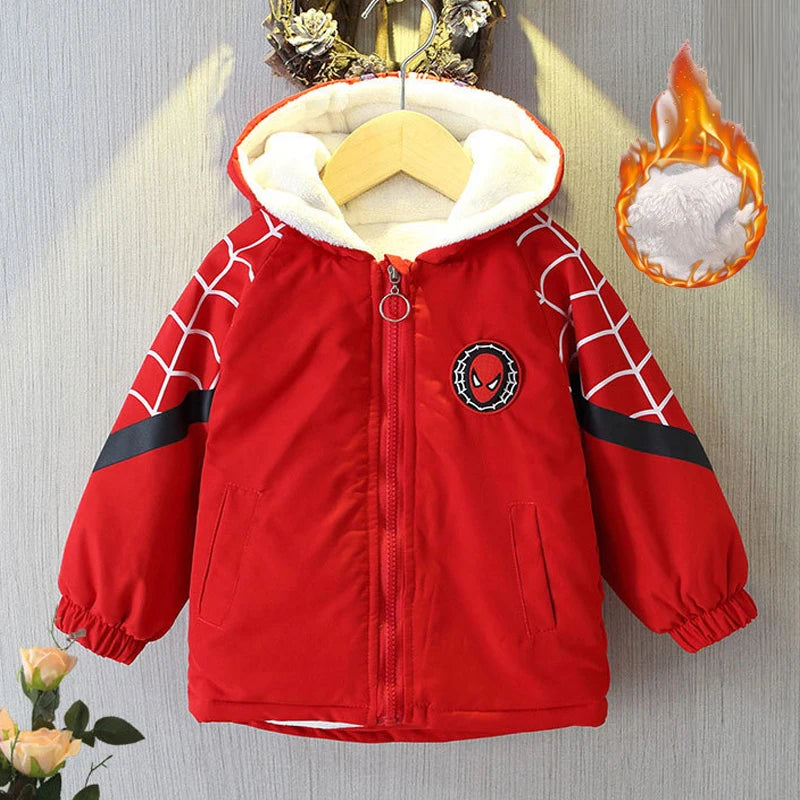 Parka Spiderman Garçon Ado - Manteau Hiver Réversible Chaud Long